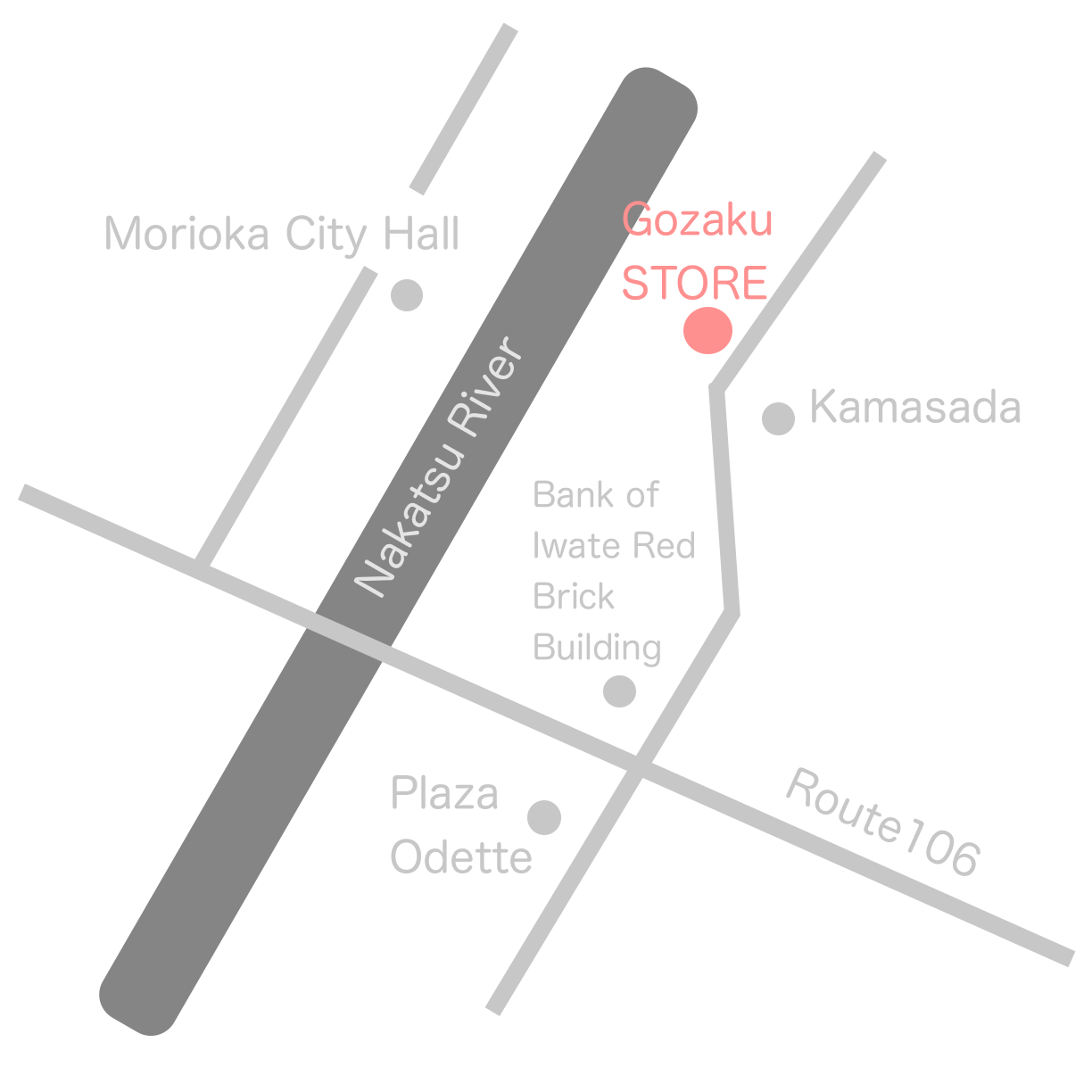 This is a simple map image of the area around Gozaku.