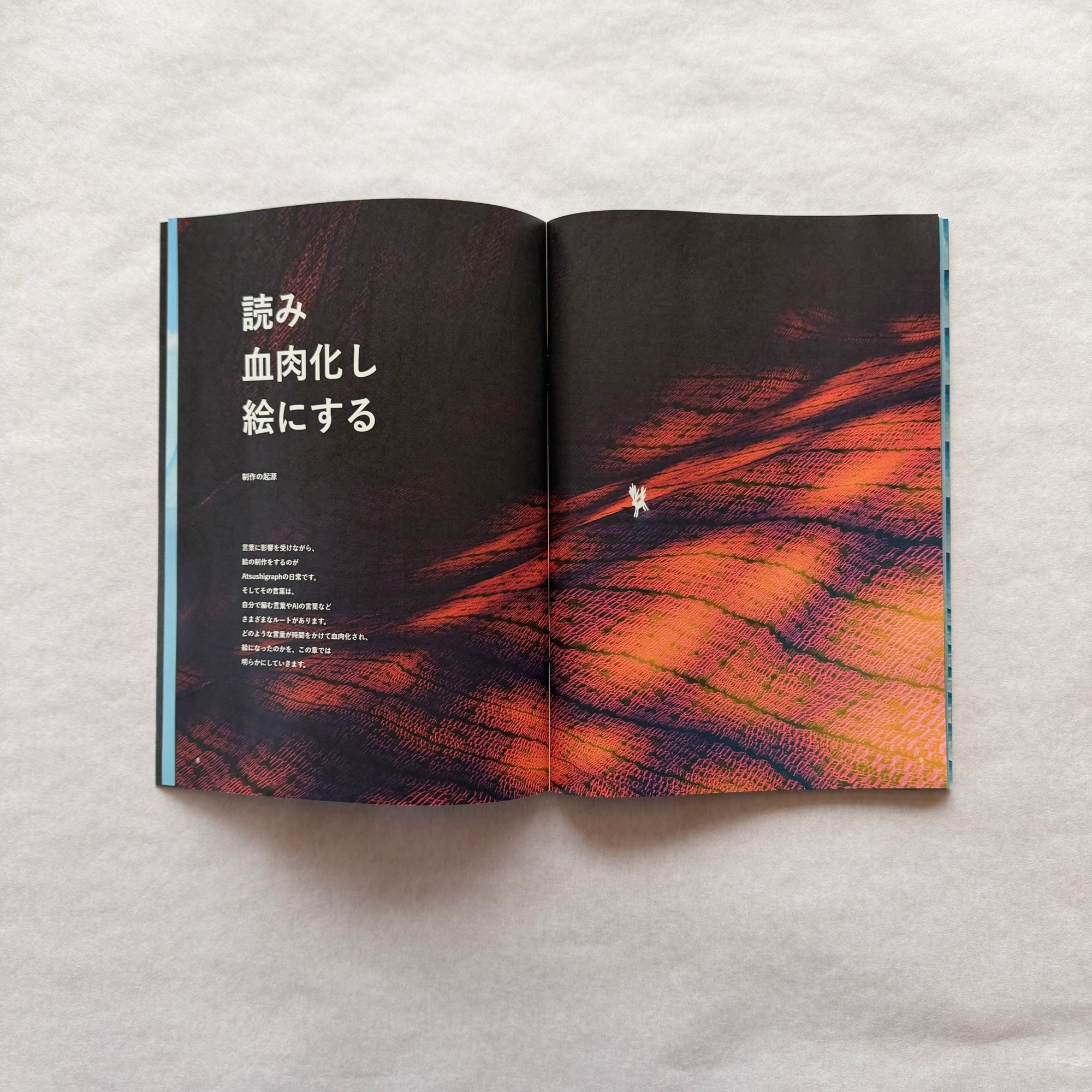 Atsushigraphのアートブック「コンティヌオのように」の本文画像です。