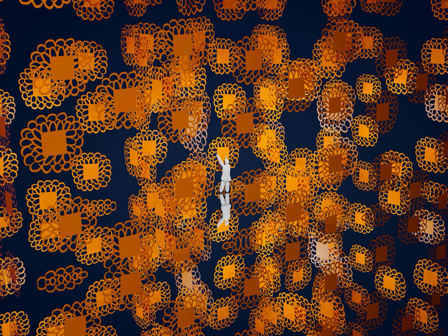 Atsushigraphのグラフィックアート「Flower Pixel」。